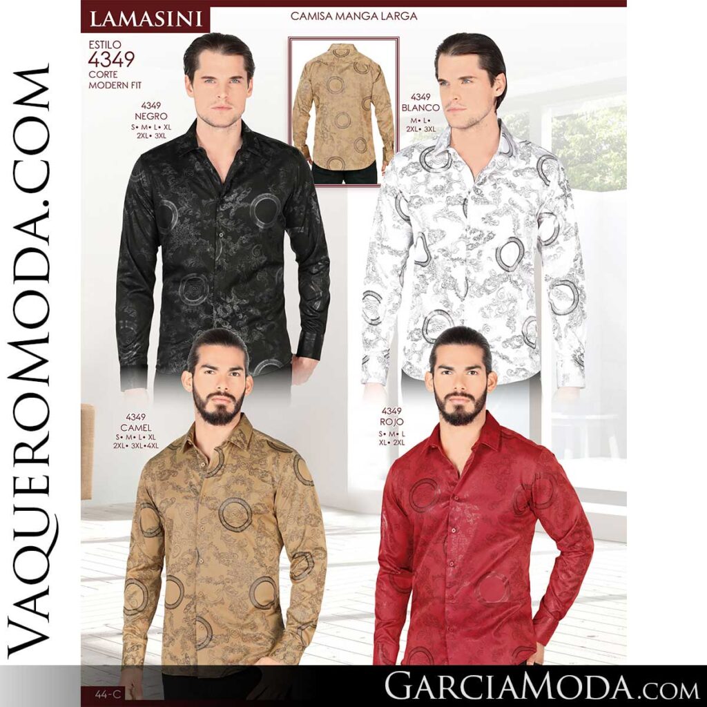 Camisa Vaquera Lamasini 4349-Negro-Blanco-Camel-Rojo - VaqueroModa.com